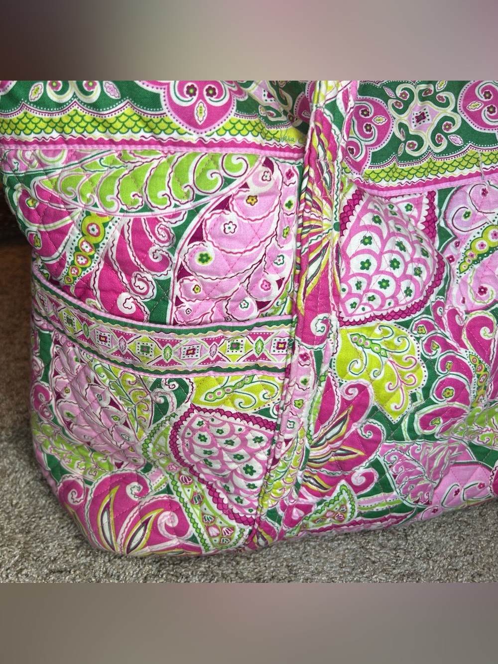 Vera Bradley Pinwheel pink utility  Quilted Tote - Picture 7 of 7